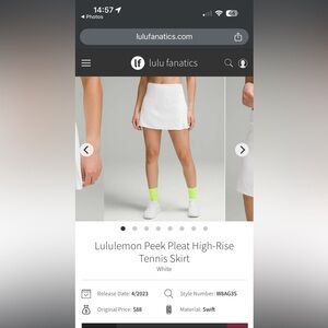 lululemon athletica Peek Pleat High Rise Tennis Skirt